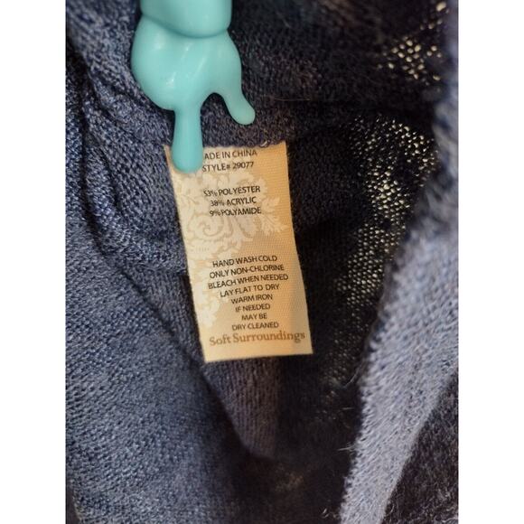 Soft Surroundings Sweater Women Large Navy Valentina Zip Up Lightweight Pullover - Picture 4 of 5